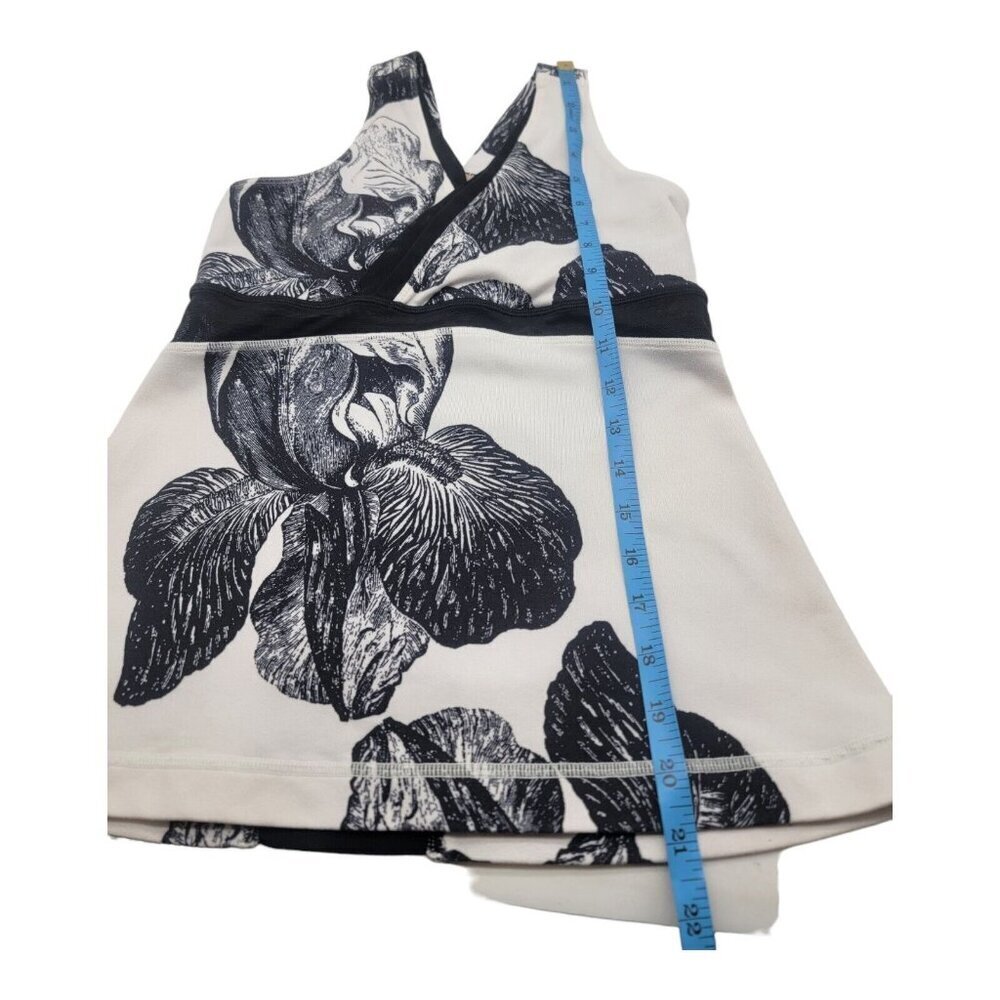 Lululemon Top Women 6 Black Yoga Gym Crossfit Gorpcore Gym Beach Resort Floral - Picture 5 of 9